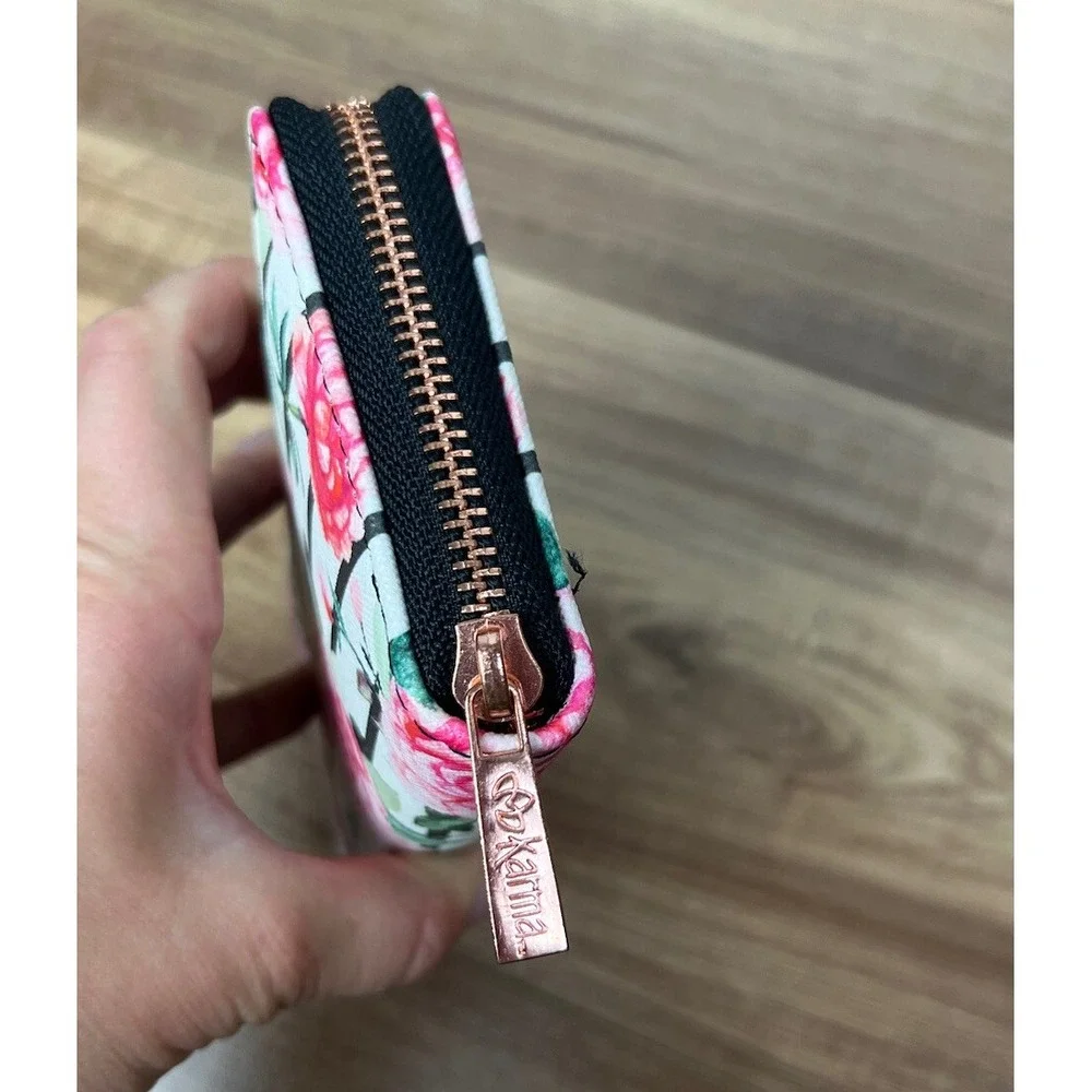 Karma Rose Floral‎ Womens Boho Zip Around Wallet ID Cards
